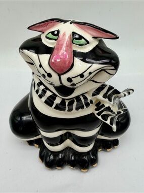WhimsicalLinda Cornelius SWAK Black & White Striped  Cat Sugar Bo wl 2 pc